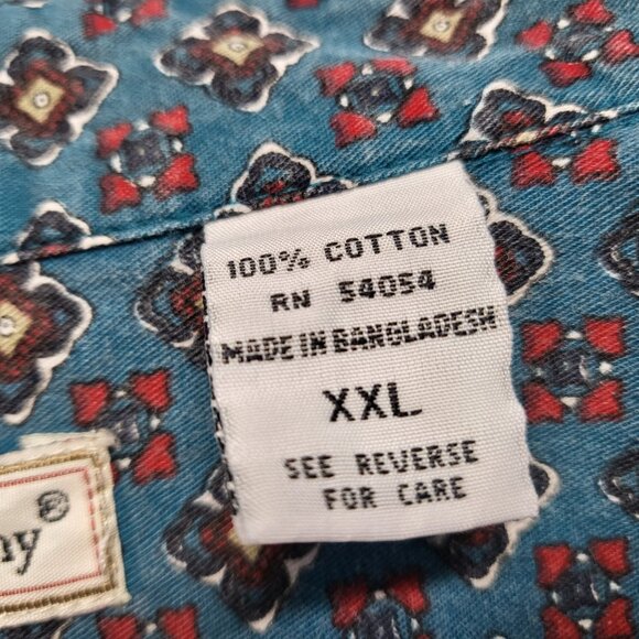 Vintage Bugle Boy Mens Shirt Button Up XXL Geometric All Over Print Short Sleeve - Picture 5 of 14